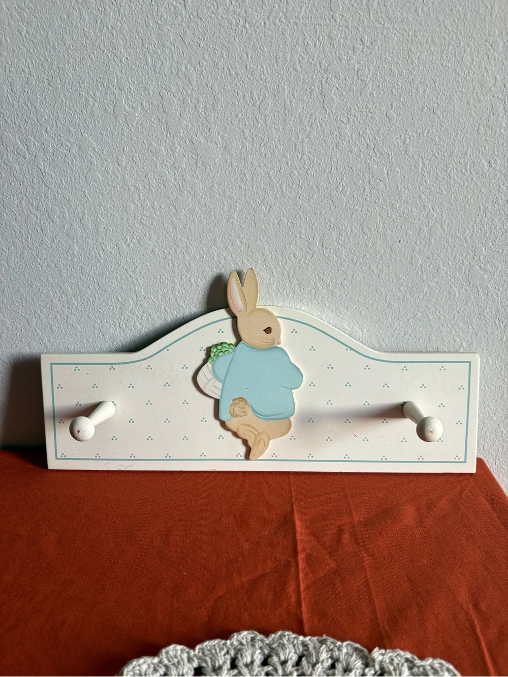 Peter rabbit vintage Wall Hook Rack - Blue and Cream